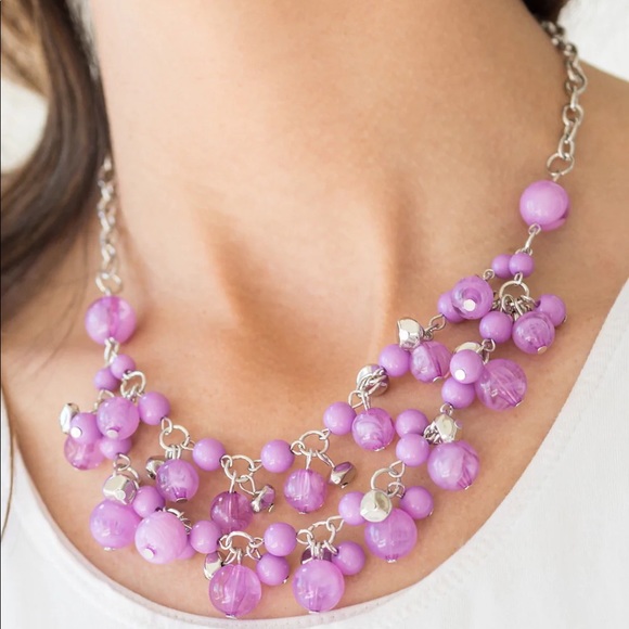 paparazzi Jewelry - Gone Sailing Purple Beaded Necklace & Earrings Set